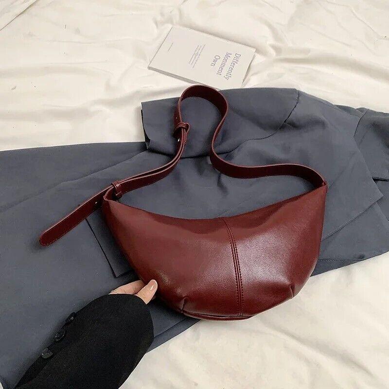 Large Leather Crescent Bags Women Zipper Adjustable Strap Purses Burgundy 57_c7ab78b4-2081-41c1-aeaf-33a83eb5db11 STYLEINGER