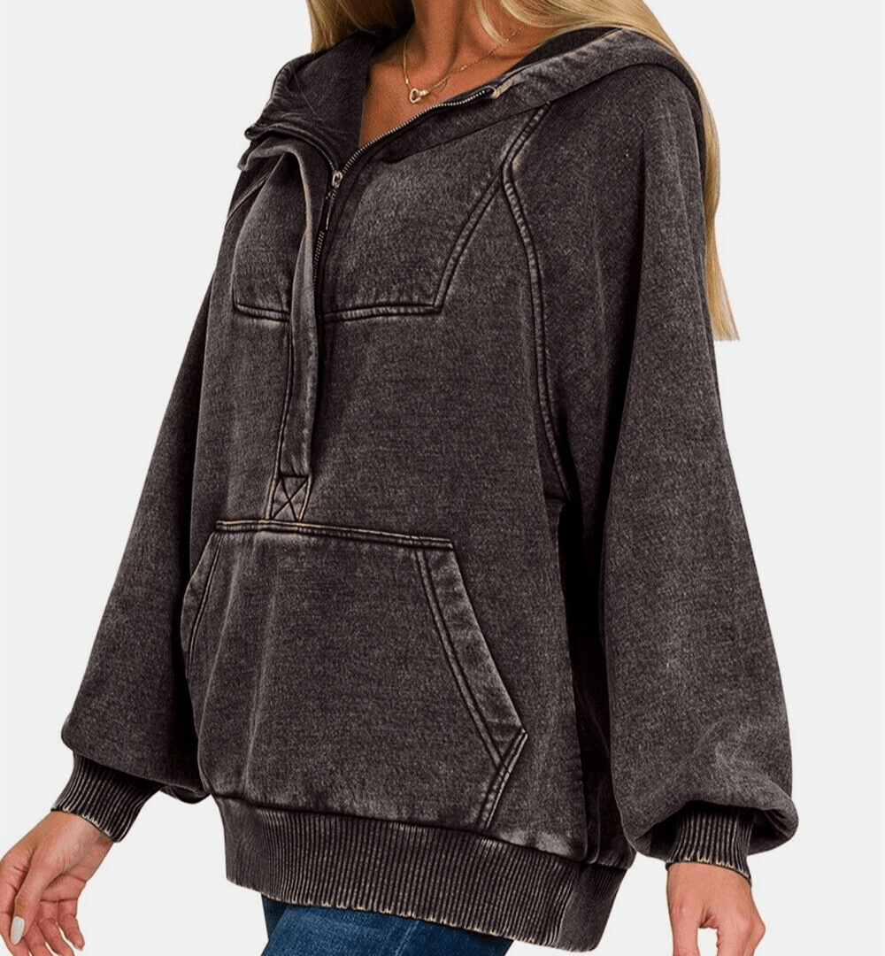 Zenana Hoodie Acid Wash Ash Black Fleece Kangaroo Pocketed Hooded Sweatshirt 57_c7d4a3ea-7477-4f57-abe1-1c083ec4614a Trendsi