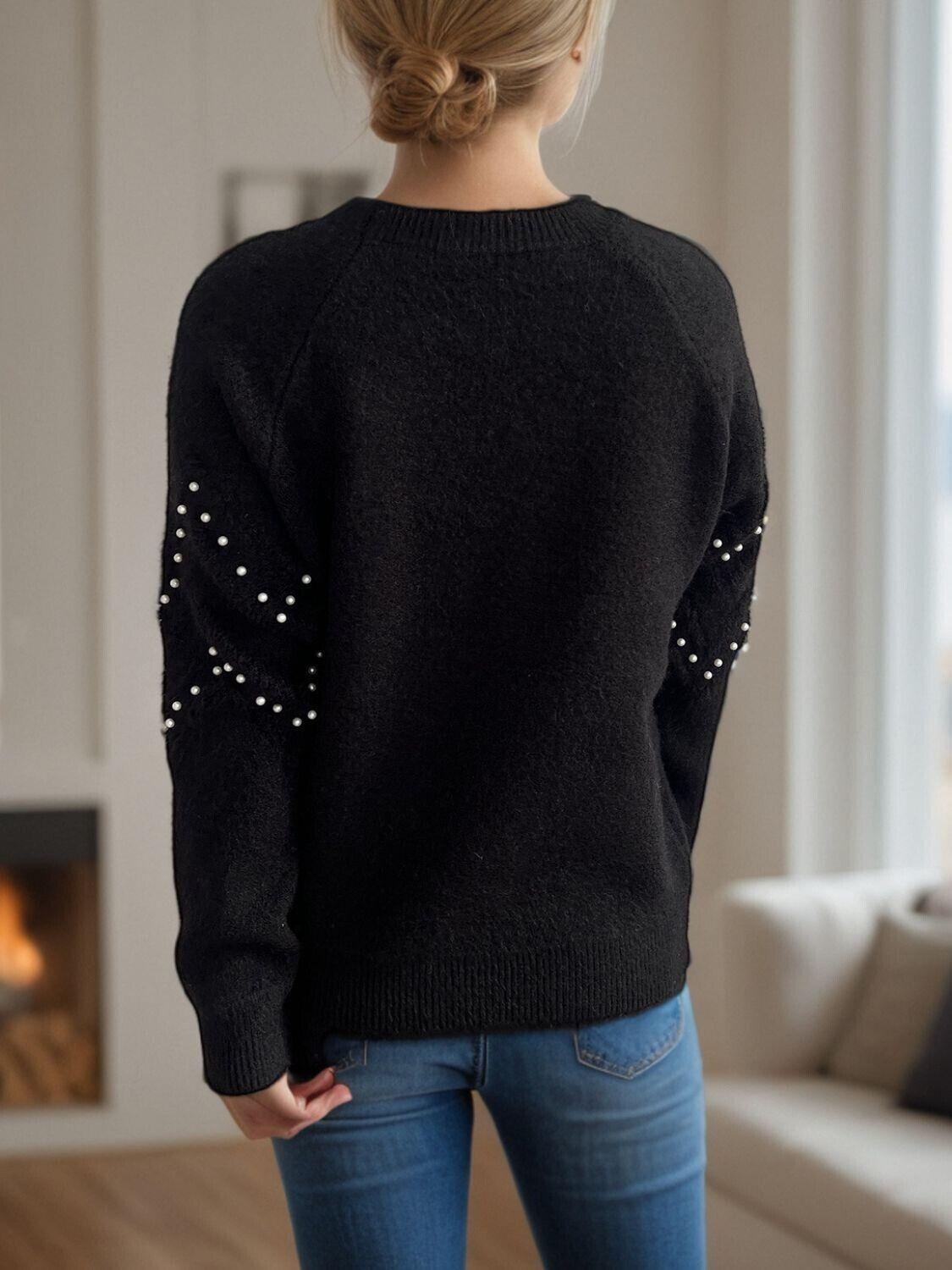 Women Pearl Beaded Sweater Geometric Pattern Round Neck Long Sleeve One Size 57_cb5639a2-796c-4674-9c20-0f5eff007355 STYLEINGER