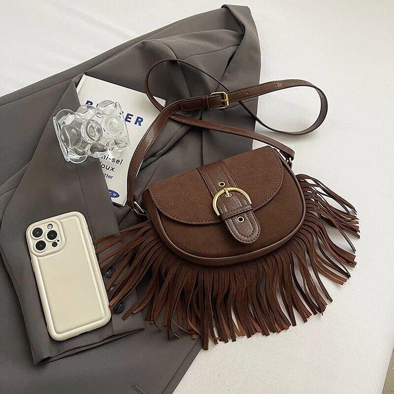 Mini Tassel Saddle Bags Nubuck Leather Flap Belt Buckle Style Women's Crossbody 57_cc7cf749-56f0-4c89-a476-e1c3a1f3a63c STYLEINGER