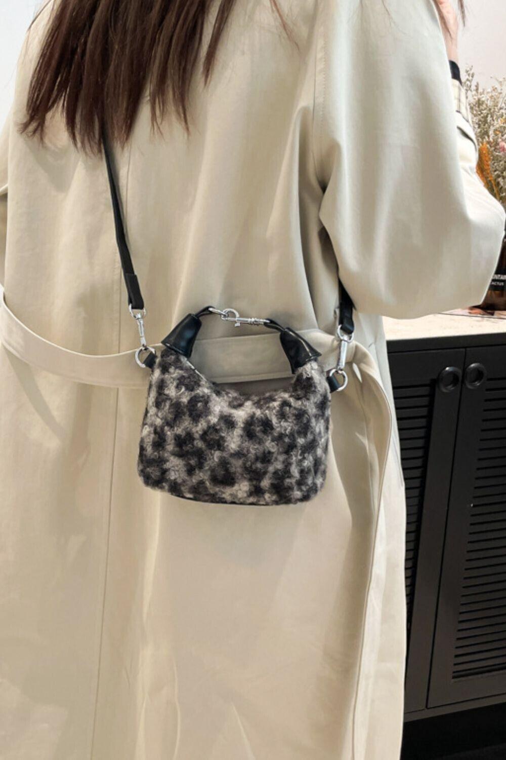 Mini Plaid Handbag Fuzzy Polyester Lock Handle Zipper Crossbody 57_cdf5e77c-973b-4e7e-be52-2447ac54fbeb STYLEINGER