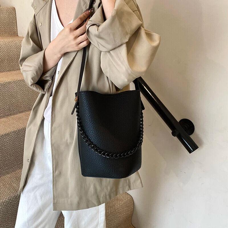 Leather Bucket Bags Small 2 in 1 Snap and Zipper Women's Chain Handle Purses 57_cfc1875a-e6be-4c08-b279-e910a4ab9719 STYLEINGER