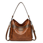 Women's Large Handbag Soft Leather Zipper Pockets Bucket Bags Purses Brown 57_d02aa3aa-a0bc-4fb6-9d17-7592ee1de4c4 STYLEINGER