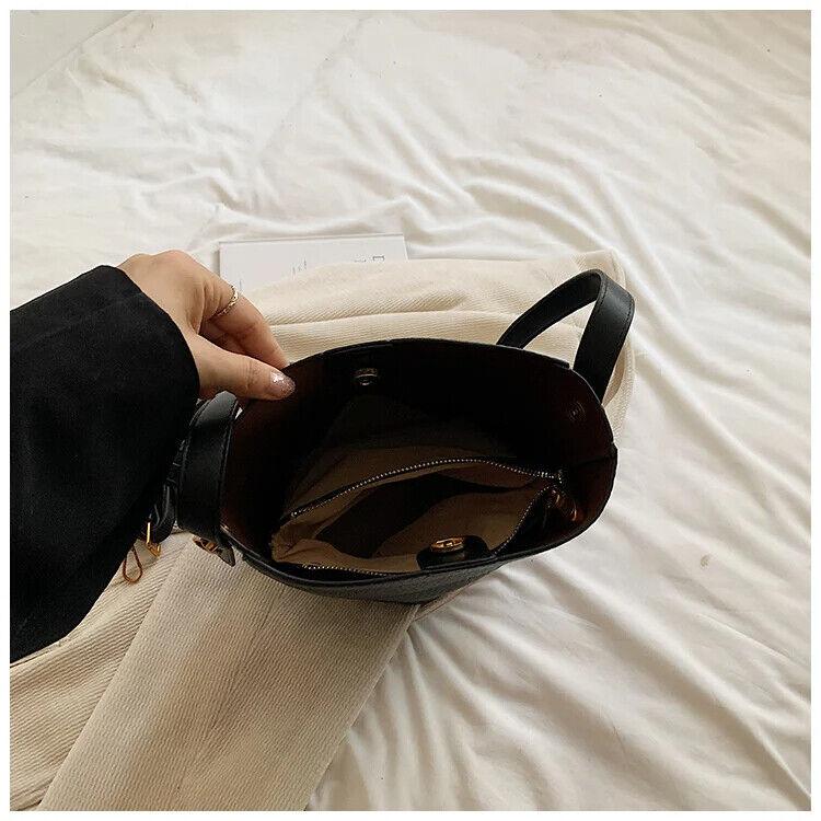 Leather Bucket Bags Small 2 in 1 Snap and Zipper Women's Chain Handle Purses 57_d08a52f7-edf5-4685-a53c-602b851f39dc STYLEINGER