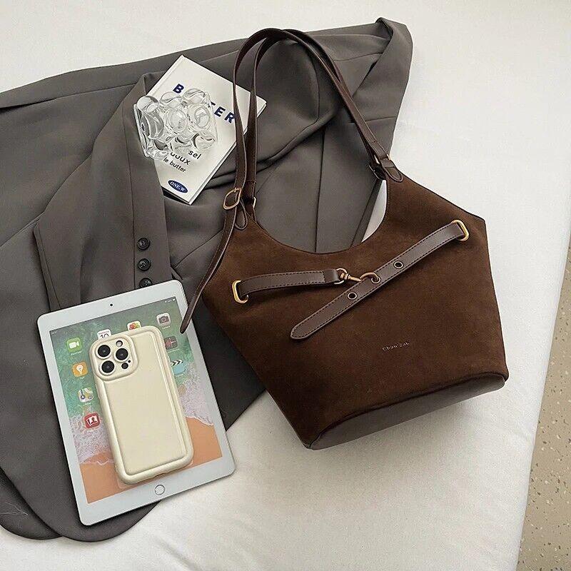 Large Faux Suede Soft Handbags Women's Belt Buckle Style Shoulder Bag Handbags 57_d1a37384-4f7f-4d85-9085-0f09a2ec9e44 STYLEINGER