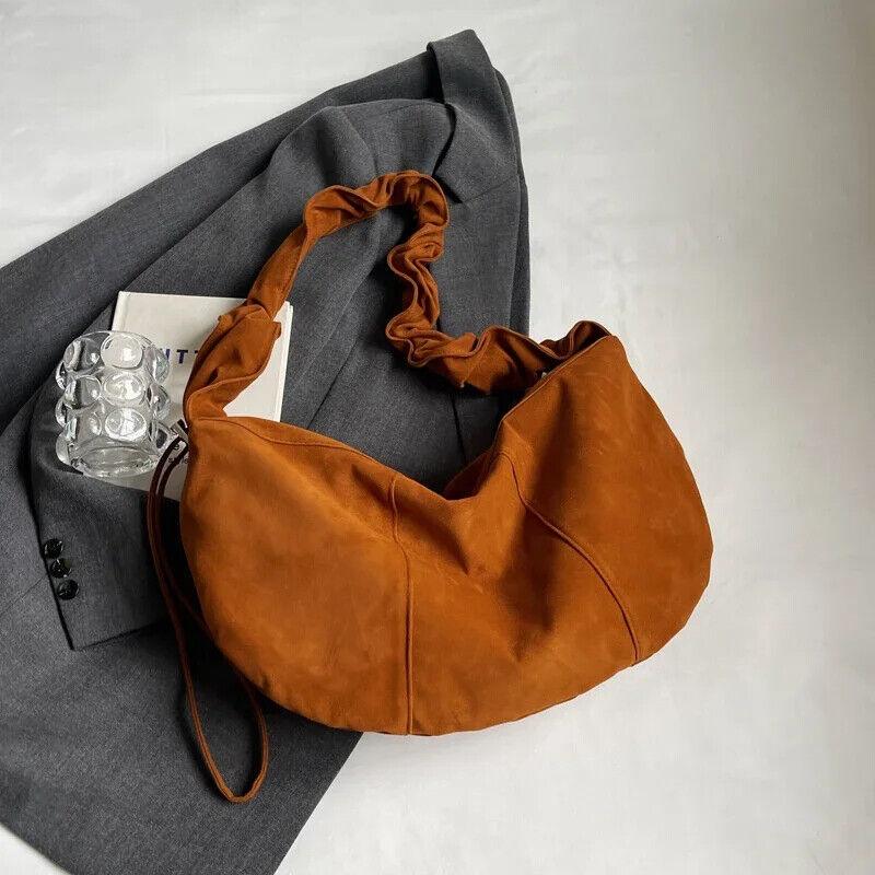 Hobo Bags Nubuck Velvet Leather Women's Large Ruffle Shoulder Strap Zip Handbags Caramel 57_d2b54509-52d8-4066-bd28-f518476d56a0 STYLEINGER