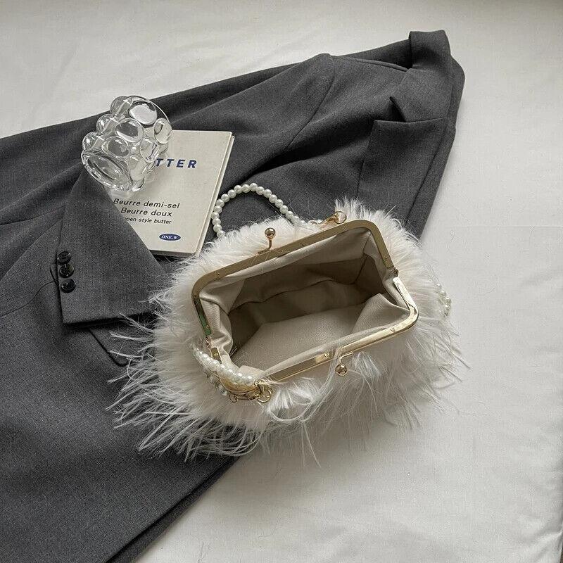 Faux Fur Crossbody Women's Small Kiss Lock Clutch Pearl Strap Tassel Purses 57_d4e5d4d3-ae55-4559-acb9-7ca58295a9de STYLEINGER