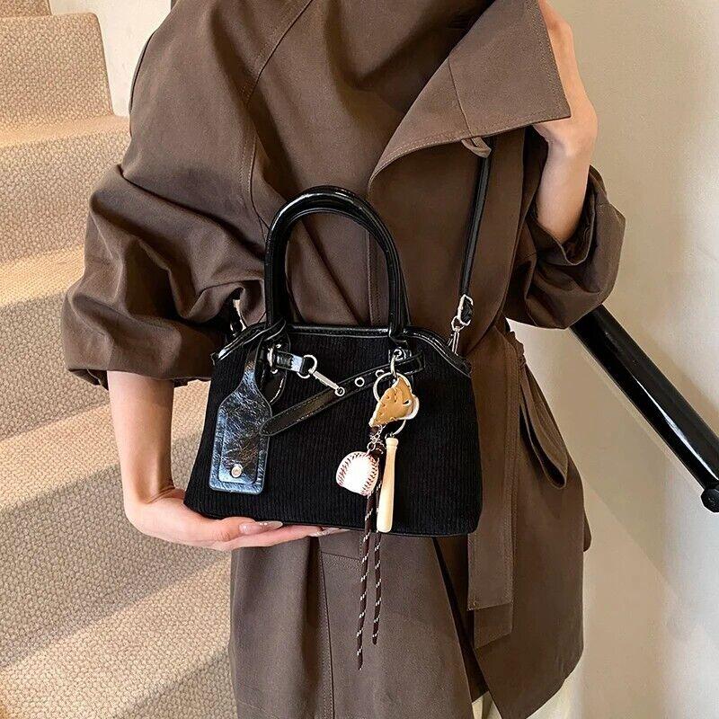 Tote Bags Small Small Corduroy Leather Patchwork With Rope Tassel Accessories