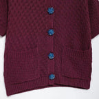 Single Breasted Knitted Sweater V-Neck Short Sleeve Blue Jewel Buttons 57_d8cd4148-81a3-4727-ad9f-9f988e69c62e STYLEINGER