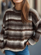 Women Gradient Striped Sweater Round Neck Long Sleeve Soft Pullover One Size 57_d9c4d198-3d3f-40a5-a48e-6b444bbee960 STYLEINGER
