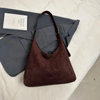 Large Faux Suede Soft Handbags Women's Adjustable Shoulder Strap Snap Handbags Dark Brown 57_da086d3c-85e5-4dde-b67a-9baf9950d91c STYLEINGER