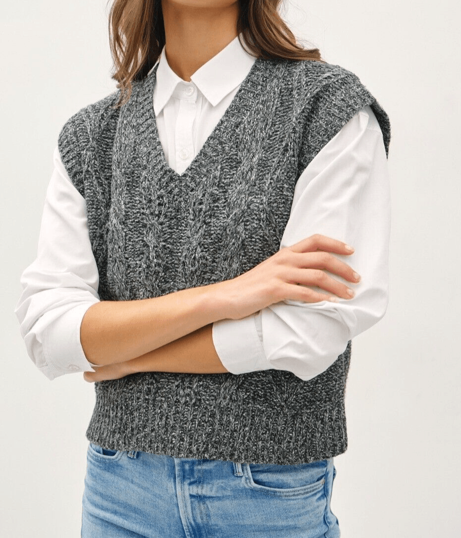 Be Cool Knit Women's Vest Cable Knit V-Neck Dark Gray Sleeveless Sweater 57_de0500ce-0699-4ef2-89e0-ed4cda44bdc8 Trendsi