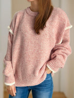 Women Contrast Trim Sweater Round Neck Dropped Shoulder Long Sleeve Pullover 57_dfabe459-4a7b-4ae9-81e0-31a6103fb062 STYLEINGER