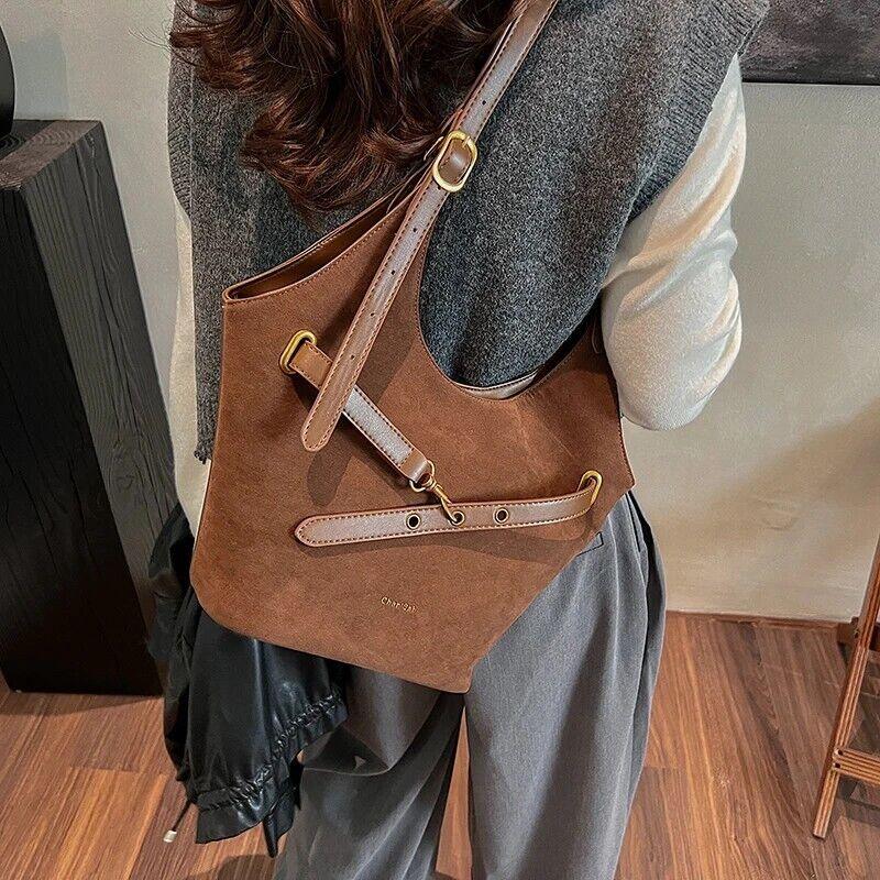 Large Faux Suede Soft Handbags Women's Belt Buckle Style Shoulder Bag Handbags 57_e18bfb6e-c5fa-4d5e-8835-5659cbe5a911 STYLEINGER