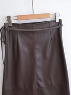 Midi Skirt Women's Faux Leather Lace-up Side A-Line High Waist Wrap Belt Tie 57_e313e198-7794-463e-ab98-ef358e6ddf43 STYLEINGER
