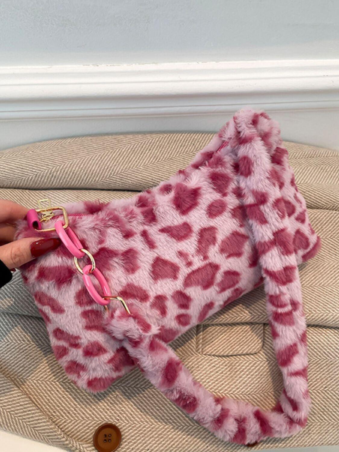Leopard Faux Fur Fluff Shoulder Bag Half Chain Strap Zipper Women's Small Purses Fuchsia 57_e478b94f-ada3-4715-92f0-9eda7fea0e4b STYLEINGER