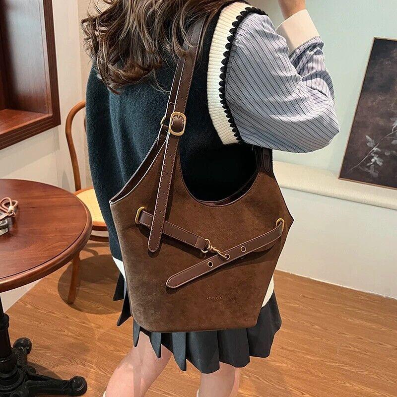Large Faux Suede Soft Handbags Women's Belt Buckle Style Shoulder Bag Handbags 57_e7ecacd3-8978-4f0a-9491-c3da926abae5 STYLEINGER