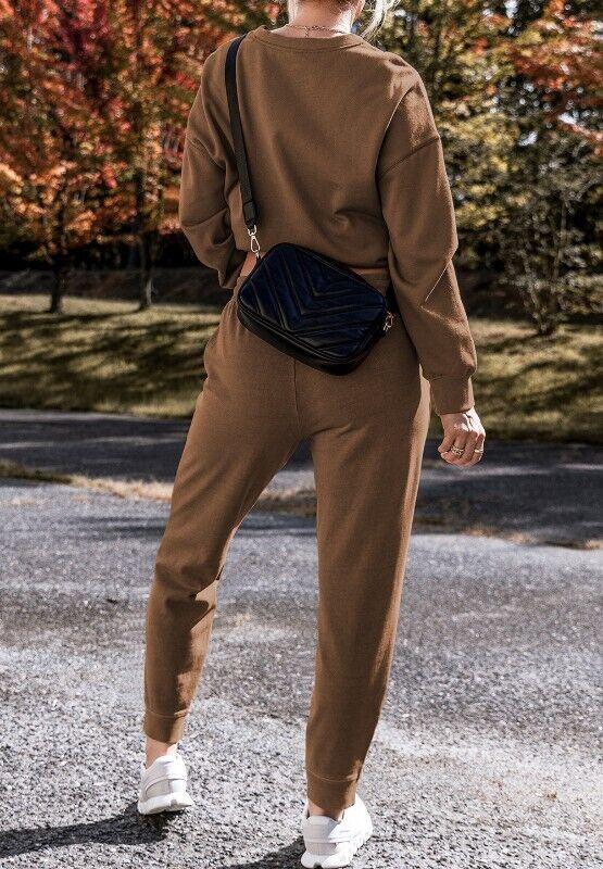 Outfit Set Women Cotton Blend Casual Round Neck Side Slit Sweatshirt and Pant 57_e7f3bebc-8322-446d-a21a-f45750556f88 STYLEINGER