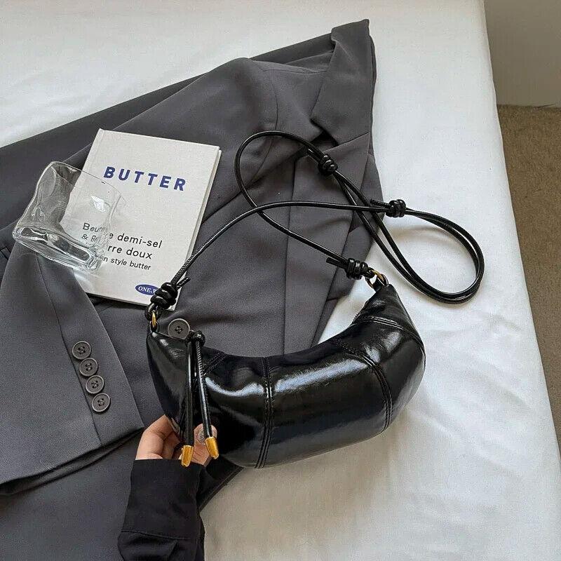 Small Hobo Bags Glazed Soft Leather Crescent Zipper Small Zip Women's Purses Black 57_e82d15e3-98cb-4dd0-9b0a-42eb9fb15bb2 STYLEINGER