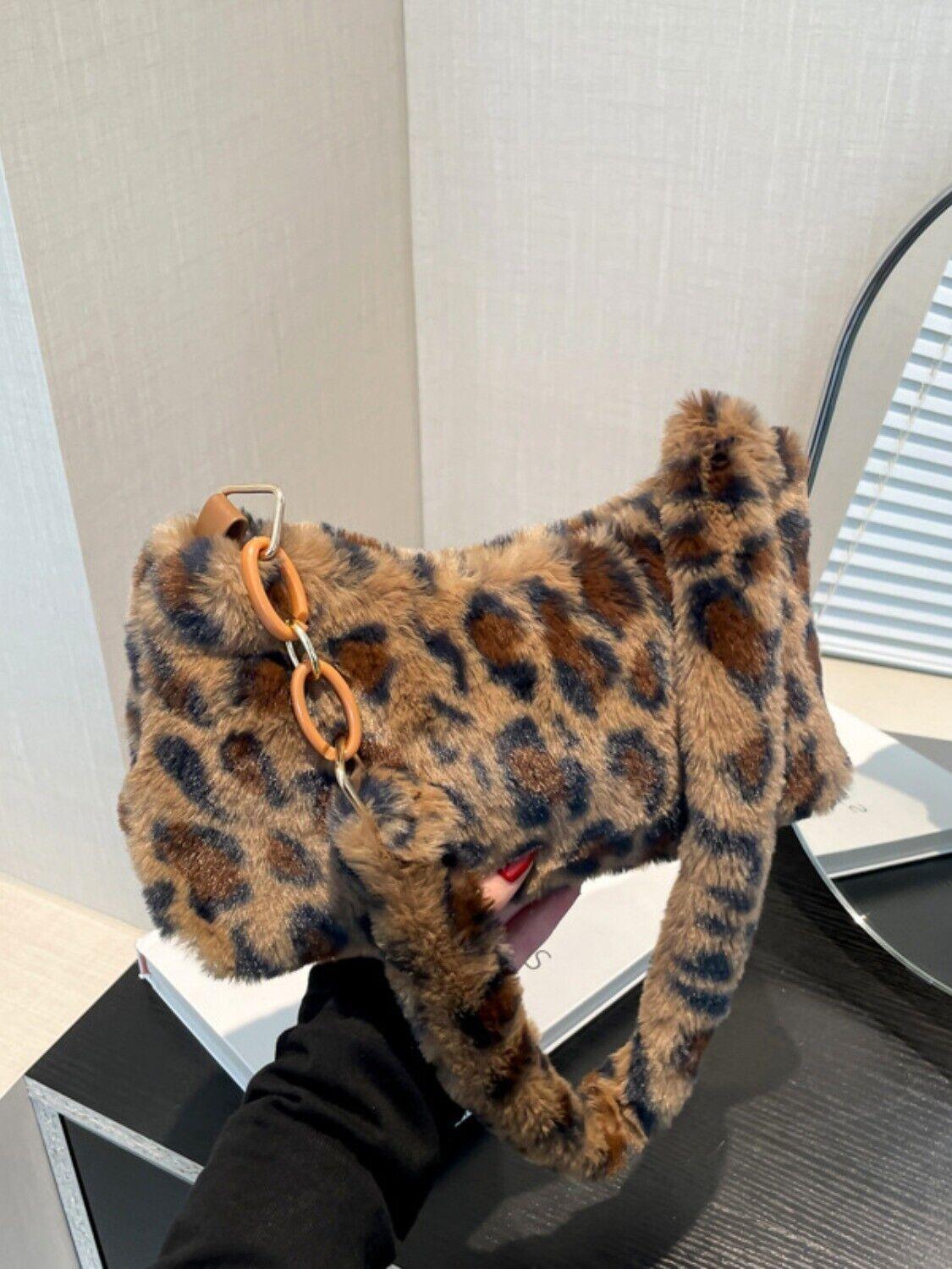 Leopard Faux Fur Fluff Shoulder Bag Half Chain Strap Zipper Women's Small Purses Caramel 57_e880e9bc-bf97-460f-ab7c-2c3f0fdc113e STYLEINGER