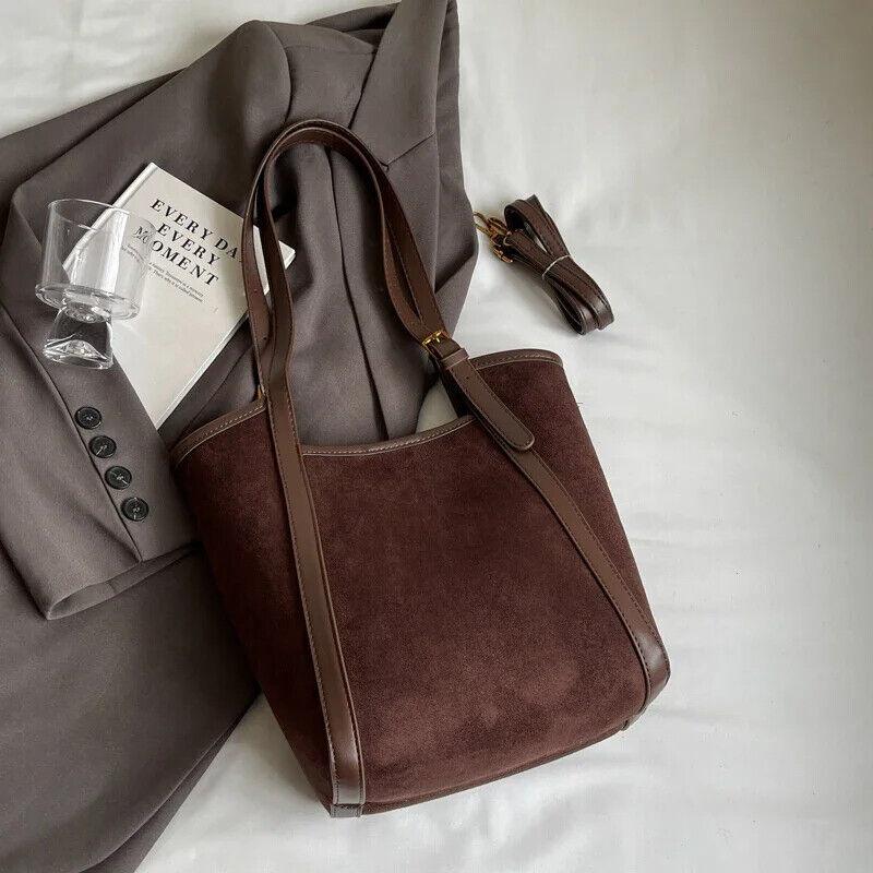 Large Bucket Bags Suede Leather Handbags 2 in 1 Mini Zip Snap Women's Purses Dark Brown 57_e8b9522d-ab4a-4b8e-950f-42a1e4c66f66 STYLEINGER