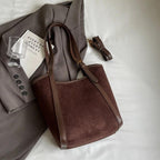 Large Bucket Bags Suede Leather Handbags 2 in 1 Mini Zip Snap Women's Purses Dark Brown 57_e8b9522d-ab4a-4b8e-950f-42a1e4c66f66 STYLEINGER