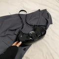 Leather Women Underarm Bag Zipper Belt Buckle Design Pleated Small Purses Black 57_e95b384a-324f-4b43-844c-91bb1c34fe5e STYLEINGER