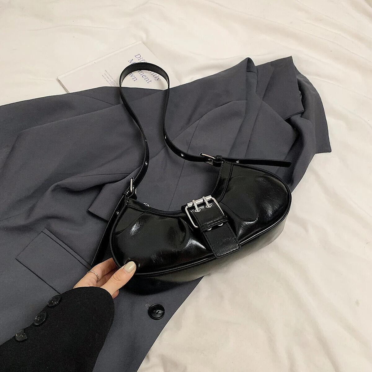 Leather Women Underarm Bag Zipper Belt Buckle Design Pleated Small Purses Black 57_e95b384a-324f-4b43-844c-91bb1c34fe5e STYLEINGER