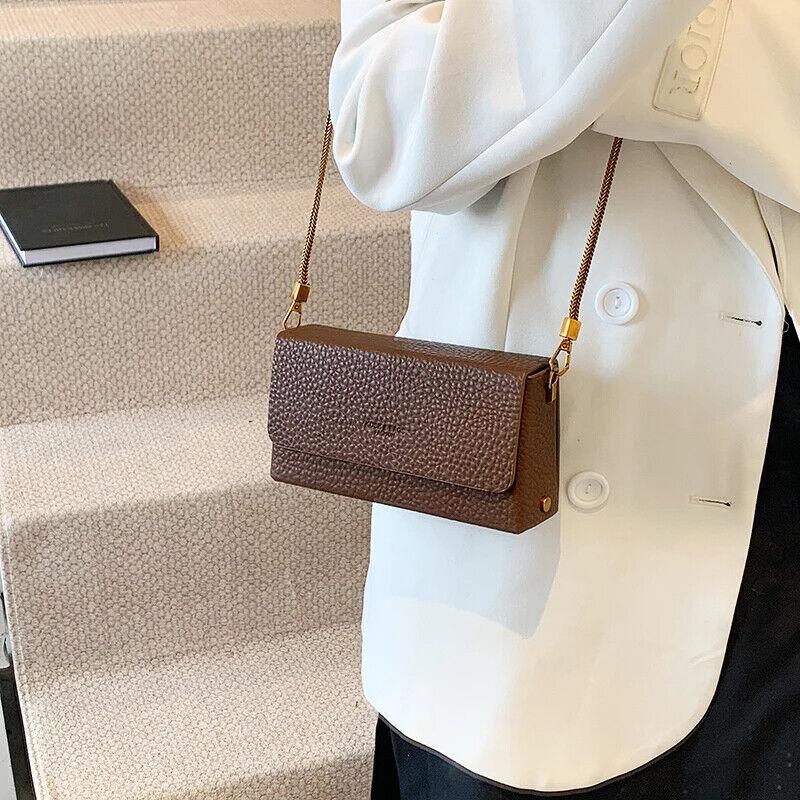 Mini Box Clutch Crossbody Bags Chain Strap Flap Embossed Pu Leather Purses