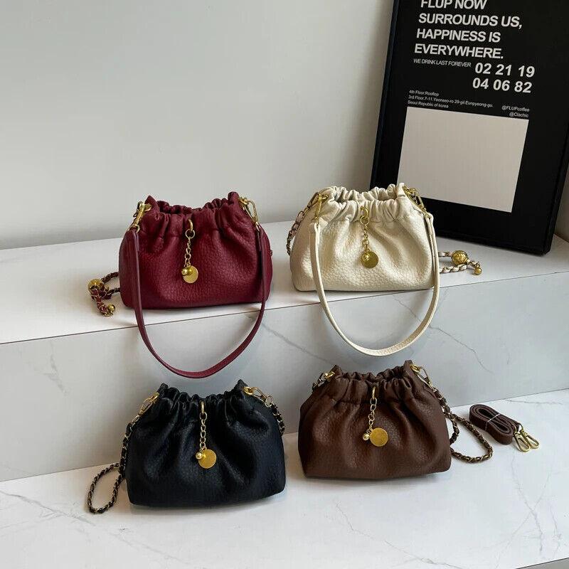 Mini Bucket Drawstring Bags Chain Strap Tassel Women's Soft Leather Crossbody 57_ecb87369-2304-4c3b-989d-8de8377b94fe STYLEINGER