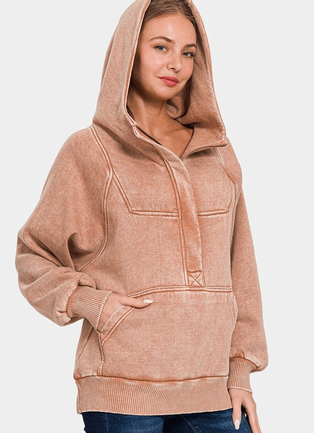 Zenana Hoodie Rusty Pink Kangaroo Pocketed Hooded Cotton Long Sleeve Sweatshirt 57_ecef695a-05f4-458b-8c4e-04385349d9ae Trendsi