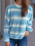 Women Gradient Striped Sweater Round Neck Long Sleeve Soft Pullover One Size 57_ed7bdccf-faaf-4832-97c4-73a37bd9cd04 STYLEINGER
