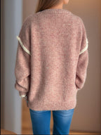 Women Contrast Trim Sweater Round Neck Dropped Shoulder Long Sleeve Pullover 57_ee597381-50b7-4675-8c37-0830e8097819 STYLEINGER