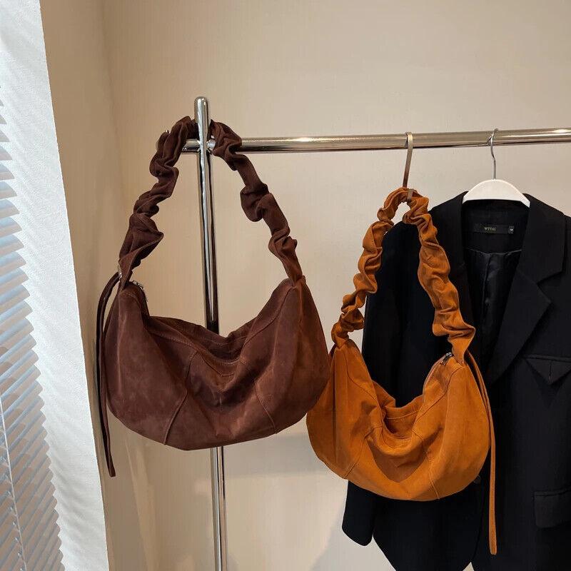 Hobo Bags Nubuck Velvet Leather Women's Large Ruffle Shoulder Strap Zip Handbags 57_efcc08f9-d278-482e-a81d-a51c8da28274 STYLEINGER