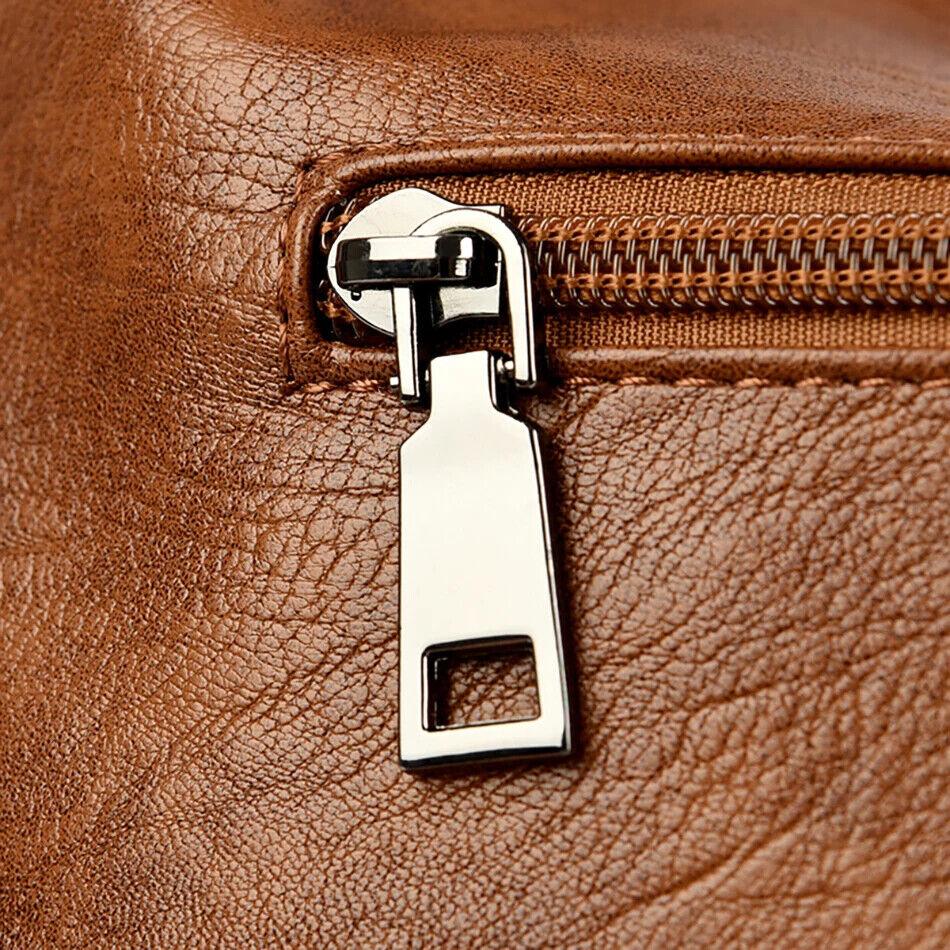 Women's Large Handbag Soft Leather Zipper Pockets Bucket Bags Purses