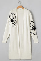Cardigan Flower Embroidery Ivory Open Front Long Sleeve Longline Soft Knitwear Ivory 57_f27f5043-163c-4dac-a0ee-0db11147dbce STYLEINGER