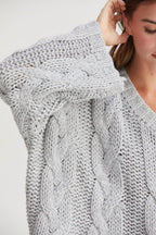 HYFVE Cable Knit Gray Sweater Usa Stock V-Neck Oversized Long Sleeve Pullover 57_f60e0ae1-90ba-4df1-b2d3-13eabe682b25 STYLEINGER