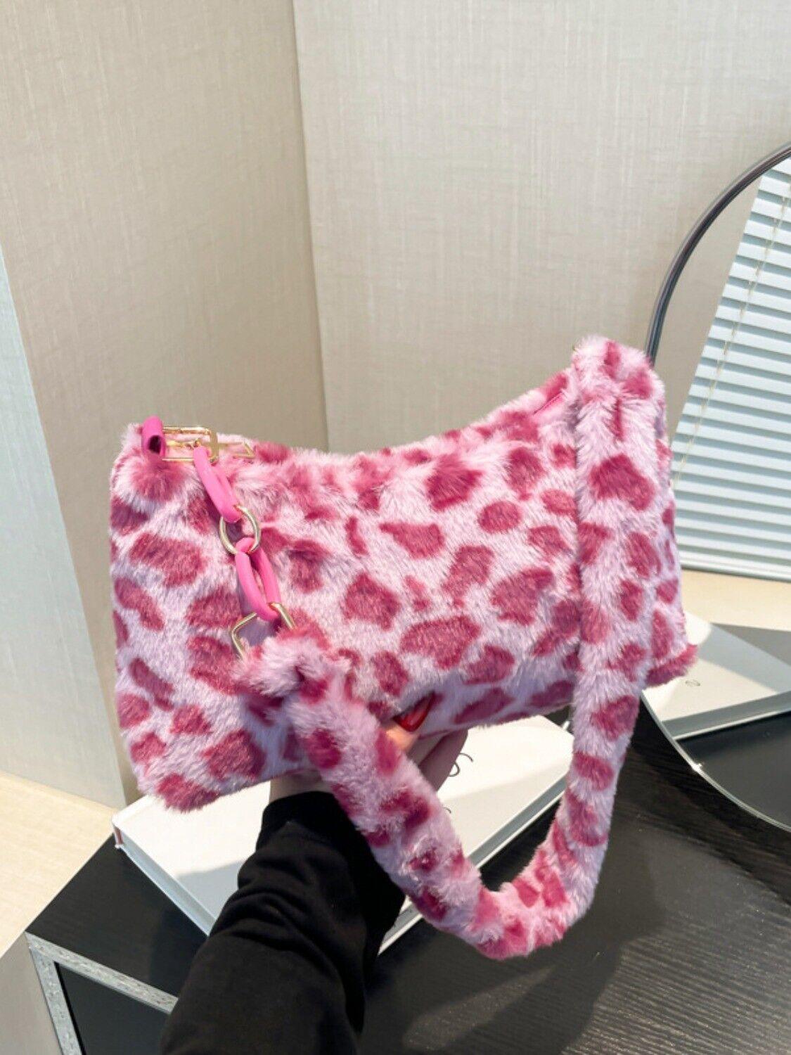 Leopard Faux Fur Fluff Shoulder Bag Half Chain Strap Zipper Women's Small Purses 57_f729f95e-f5d9-4505-93c0-002f20e9157e STYLEINGER