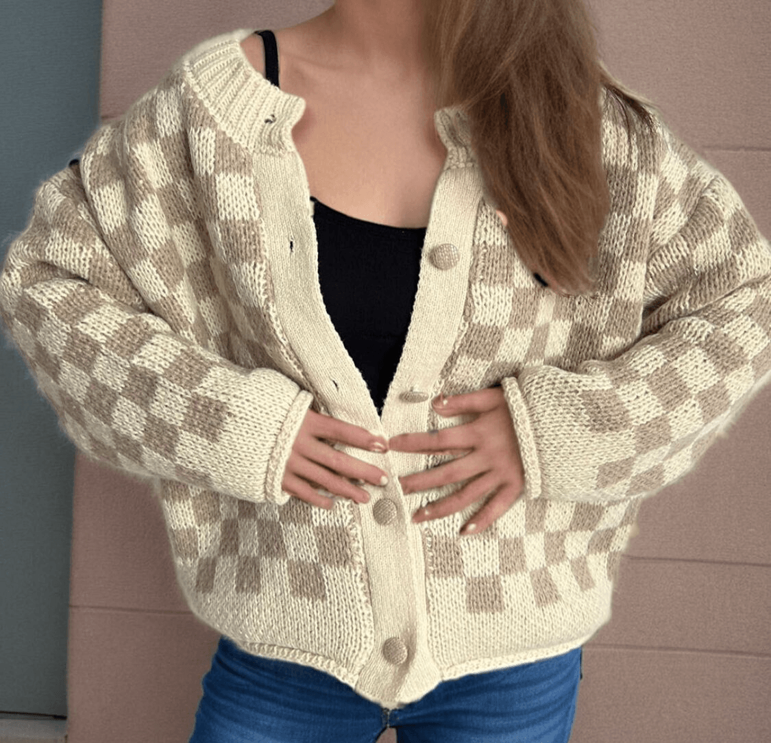 Checkered Cardigan Oversized Women Single Breasted Round Neck Soft One Size 57_f79345fa-7f80-45b7-a680-dbe46cfae2ce STYLEINGER