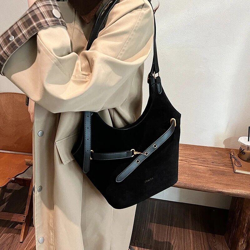 Large Faux Suede Soft Handbags Women's Belt Buckle Style Shoulder Bag Handbags 57_f9f9da84-50f7-4ca4-9c66-332cbbc3e92d STYLEINGER