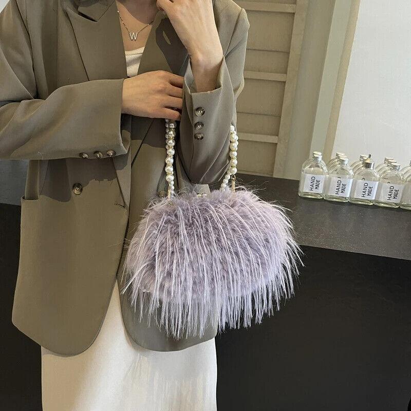 Faux Fur Crossbody Women's Small Kiss Lock Clutch Pearl Strap Tassel Purses 57_fd2a099b-94ab-40ac-ad14-3a28be845104 STYLEINGER
