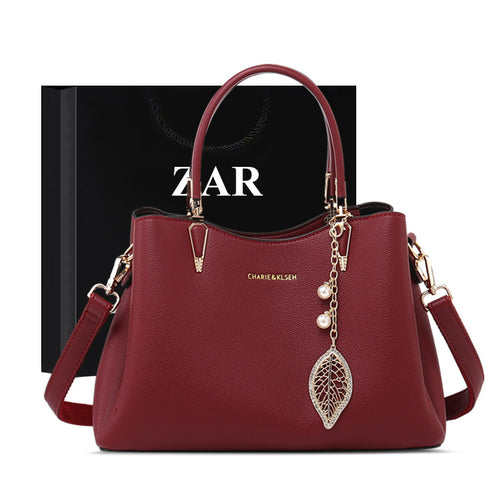 Women's Leather Handbag Top-Handle Medium Satchel Purse Shoulder Bag