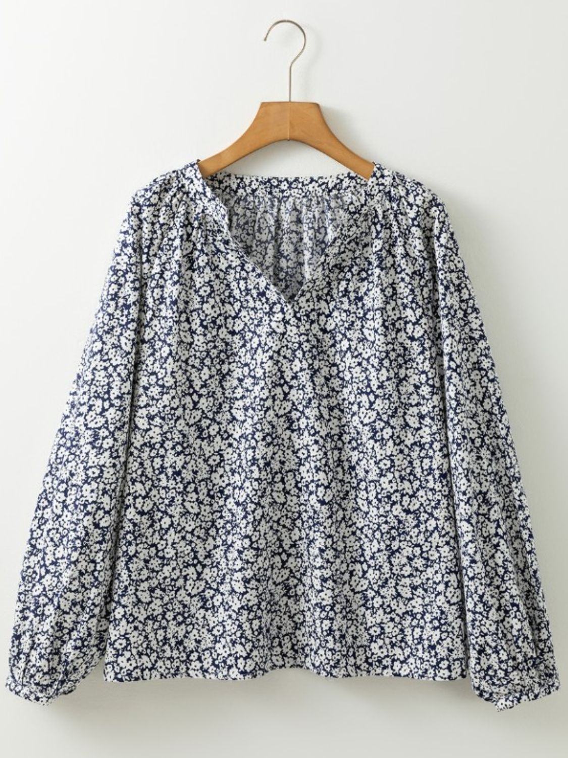 Women's Dusty Blue Floral Print Cotton Blouse Long Sleeve 57bffb8a-827c-4ea8-9c58-df7c3e048848-Max Trendsi