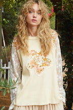POL Knit Top USA Stock Flower Patch Lace Long Sleeve Cotton Blend 57ebec92-2561-4fb3-a8c6-9bc884c136bb-Max Trendsi
