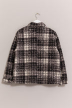 HYFVE Plaid Black Jacket Women Button Up Curly Fur Pocketed Coat 58151f4e-ed05-4623-8a90-551e0c6b147a-Max Trendsi