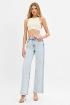RISEN Wide Leg Jeans Women's High Rise Basic Style Light Wash Denim 581e0bf838f84cc69e83862606b57ec9-Max-Origin Trendsi