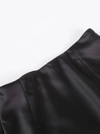 Satin Maxi Skirt High-Waisted Back Zip Black White Solid Basic Style 5824dbb5dbad457b9851ca7e1d6f3ccf-Max-Origin Trendsi