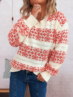 Women's Sweater Contrast Ribbed Hem Long Sleeve Pullover 584a149340f74f2e94a261f16f2e345e-Max-Origin Trendsi