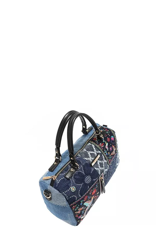Nicole Lee USA Women's Bosque Boston Bag De Amor Denim Medium Handbag 5865a00dd56347d9bb9b1c7ac50e7561-Max-Origin Trendsi