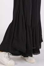 Mittoshop Black Wide Leg Pants Lace Ruffle Asymmetric Hem 58662636-ef7f-462c-901d-e046bbb5e3a3-Min Trendsi